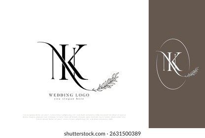 NK Wedding Logo with Floral Monogram