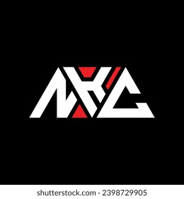 NKC triangle letter logo design with triangle shape. NKC triangle logo design monogram. NKC triangle vector logo template with red color. NKC triangular logo Simple, Elegant, and Luxurious design.
