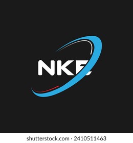 NKE letter Logo design. Initials NKE logo linked with circle and uppercase monogram logo. NKE typography for technology, business and real estate brand logo design