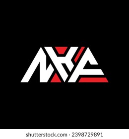 NKF triangle letter logo design with triangle shape. NKF triangle logo design monogram. NKF triangle vector logo template with red color. NKF triangular logo Simple, Elegant, and Luxurious design.