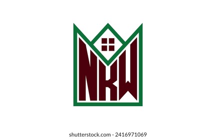 NKW initial letter real estate builders logo design vector. construction ,housing, home marker, property, building, apartment, flat, compartment, business, corporate, house rent, rental, commercial 
