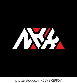 NKX triangle letter logo design with triangle shape. NKX triangle logo design monogram. NKX triangle vector logo template with red color. NKX triangular logo Simple, Elegant, and Luxurious design.