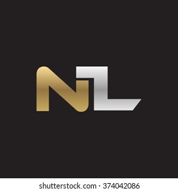 NL company linked letter logo golden silver black background