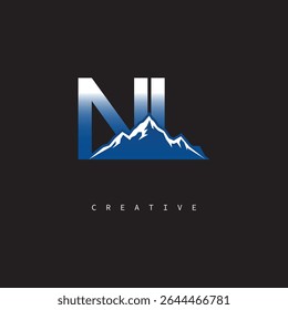 NL Creative Mountain Logo Bold Gradient Letter mark Branding Design for Business Outdoor Brands