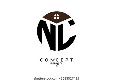 NL Diseño creativo del concepto del logotipo del monograma inmobiliario en forma de círculo