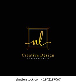 NL Initial calligraphy handwritten logo. Handwritten alphabet in the logo template. Letters and Alphabet for signature, wedding, fashion, floral and botanical logo design 