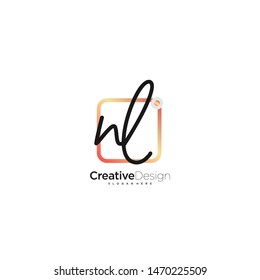 NL initial handwriting with color logo icon template vector.