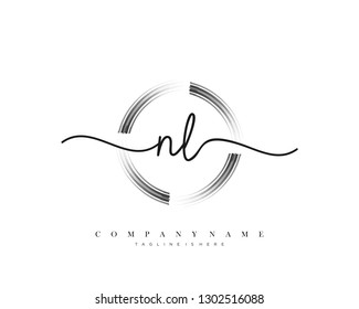 NL initial handwriting logo template vector