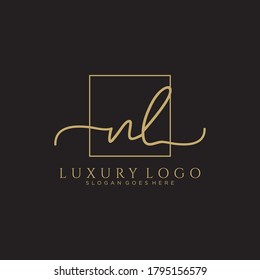 NL Initial handwriting logo template vector