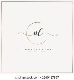 NL Initial Letter handwriting logo hand drawn template vector, logo for beauty, cosmetics, wedding, fashion and business