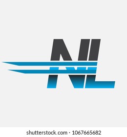 NL initial logo company name colored black and blue, Simple and Modern Logo Design.