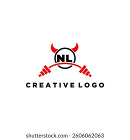NL initial monogram for fitnes or gym logo with devil style design