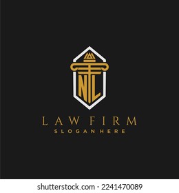 NL initial monogram logo for lawfirm with pillar in creative polygon design