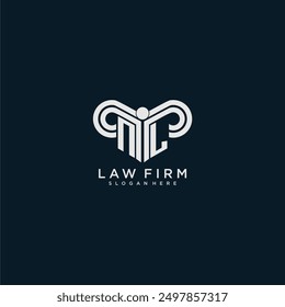 NL initial monogram logo lawfirm with pillar design