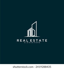 NL initial monogram logo real estate with building style design vector