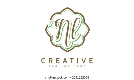 NL Initials, handwriting logo vector