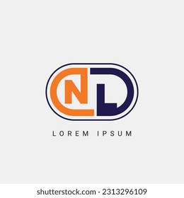Letra NL Diseño de logotipo inicial, plantilla de vector
