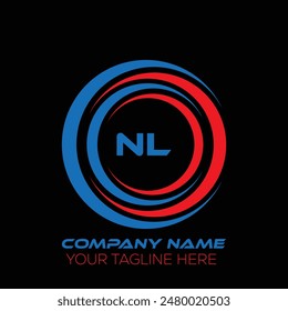NL-Buchstabe Logo kreatives Design. Kein einzigartiges Design. NL-Buchstaben-Logo-Design auf schwarzem Hintergrund.