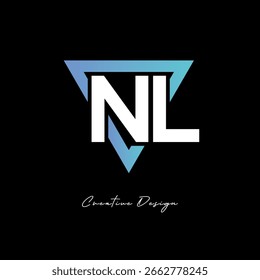 Logotipo de la letra de NL en triángulo - monograma moderno del gradiente para el diseño de la marca y de la identidad
