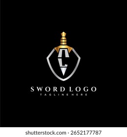monograma de luxo da letra NL para imagem estilo escudo e espada