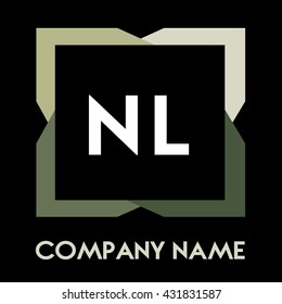 NL letters business logo creative  icon design template elements in abstract background logo, design identity in square with four colors, modern alphabet letters