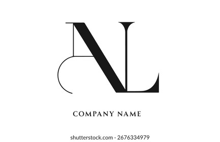 Monograma del logotipo de letras de alfabetos NL, LN (5000x3000 píxeles, 300dpi)