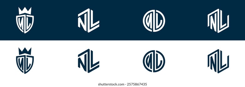 NL LN letter logo set design