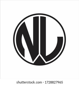 NL Logo monogram circle with piece ribbon style on white background