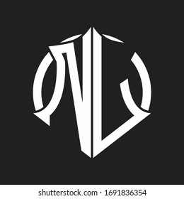 NL Logo monogram with emblem and circle rounded design template