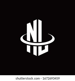 Logotipo de monogramo NL en forma de hexágono y rodeado por un anillo