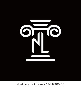 NL monogram logo with pillar style design template