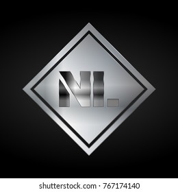 NL Monogram, Silver Logo, Metal Logo, Luxury, Elegant, Abstract, square