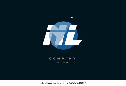 nl n l  blue circle dot big font alphabet company letter logo white design vector icon template 