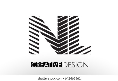 NL N L Lines Letter Design with Creative Elegant Zebra Vector Illustration.
