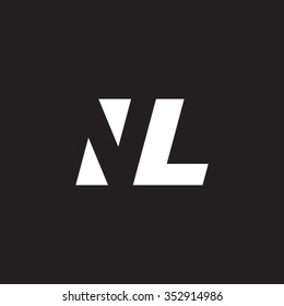 NL negative space letter logo black background
