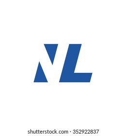 NL negative space letter logo blue