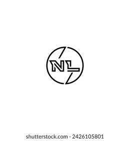 NL simple outline concept logo and circle of initial design black and white background