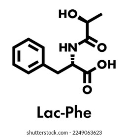 N-lactoyl phenylalanine (Lac-Phe) molecule. Formed in the body during physical exercise; also present in some fermented foods. Skeletal formula.