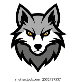 nleash your brand's potential with this striking wolf head mascot logo icon. Featuring intricate line art and a bold silhouette design, this clipart is perfect for sports teams, gaming.