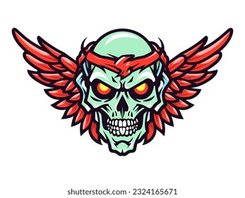 nleash your inner spirit with a striking hand-drawn logo featuring a skull and intricately detailed wings