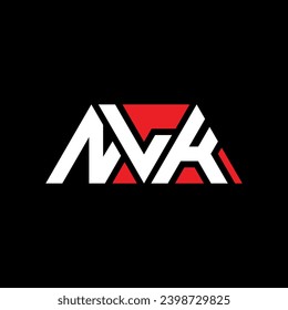 NLK triangle letter logo design with triangle shape. NLK triangle logo design monogram. NLK triangle vector logo template with red color. NLK triangular logo Simple, Elegant, and Luxurious design.