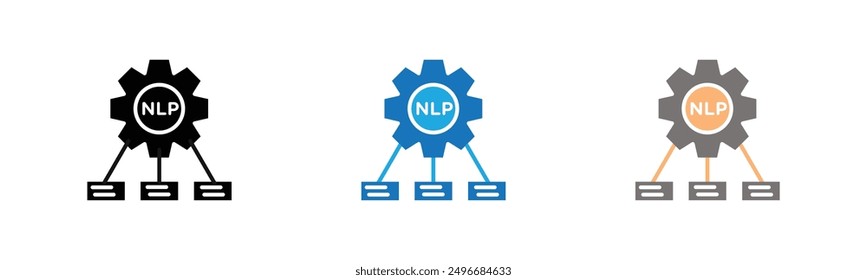 NLP icon outline collection or set in black and white