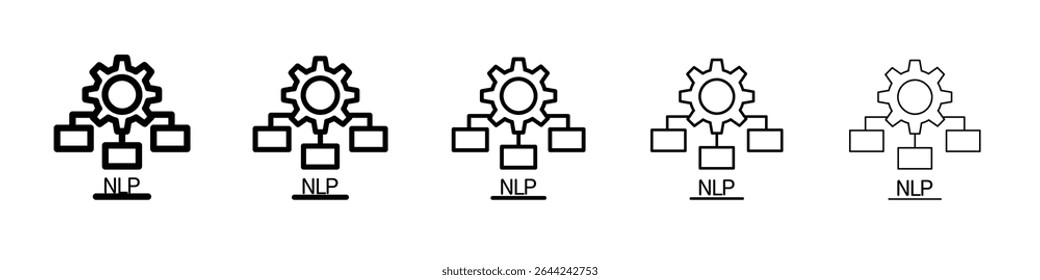 Conjunto de marcas de logotipo de estrutura de tópicos fina do ícone NLP