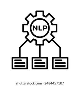 NLP linear logo mark in black and white