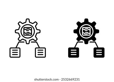 NLP thin line icon with Speech Bubbles and Circuits with Gear. Vector Illustration symbol for AI, artificial intelligence, machine learning, llms and Intelligent