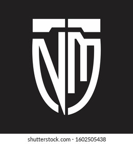 NM Abstract logo monogram with emblem style isolated on black background