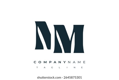NM Creative Abstract Typography Logo Design. Elegant logo combining bold typography and creative shapes, ideal for branding and identity solutions.