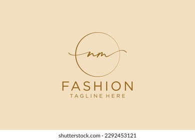 NM Feminine logo beauty monogram and elegant logo design, handwriting logo of initial signature, wedding, fashion, floral and botanical with creative template.