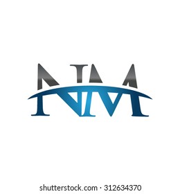 NM initial company blue swoosh logo