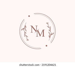 NM Initial feminin logo badge font alphabet editable